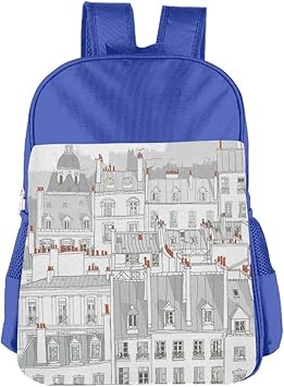 Amazon Co Jp Haixia 男の子 女の子用 バックパック パリ 装飾 パリの屋根の屋根裏のイラスト 都市景観 ヨーロピアンスタイル ビルの建物 フルグレー レッド ホワイト スポーツ アウトドア