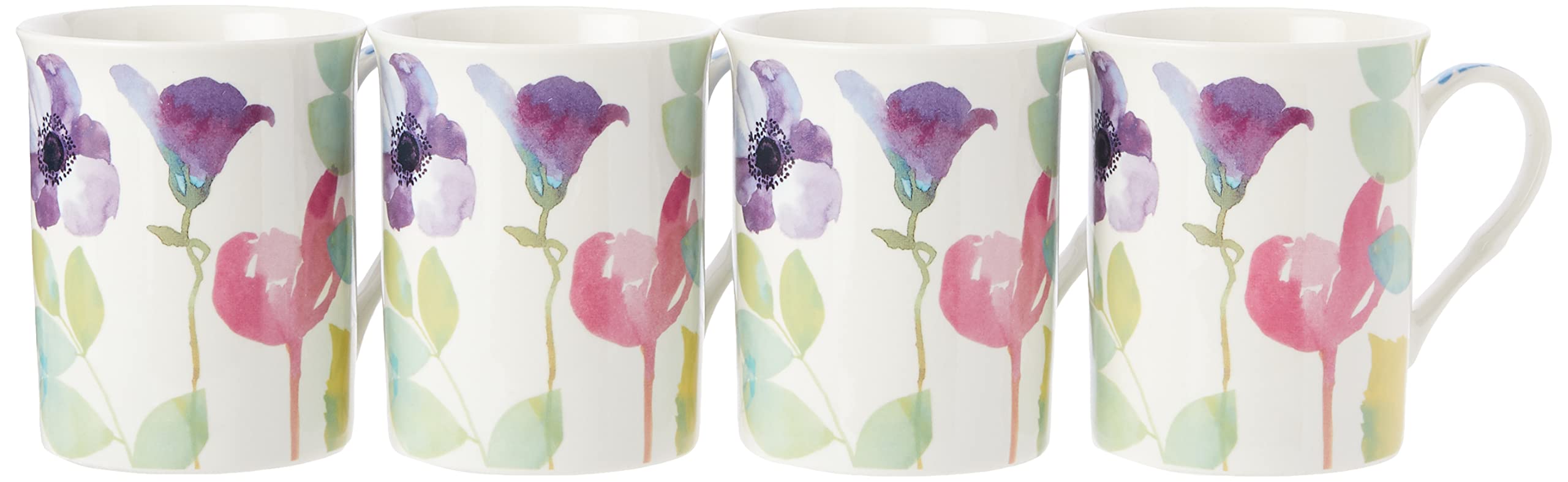 Portmeirion Home & Gifts WG8581-XG Set of 4 Mugs, Porcelain, Multi-Colour, 8.5 x 12 x 10.5 cm