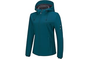 Outdoor Ventures Women's Softshell Jacket with Hood Fleece Lined Warm Lightweight Waterproof Insulated Windbreaker