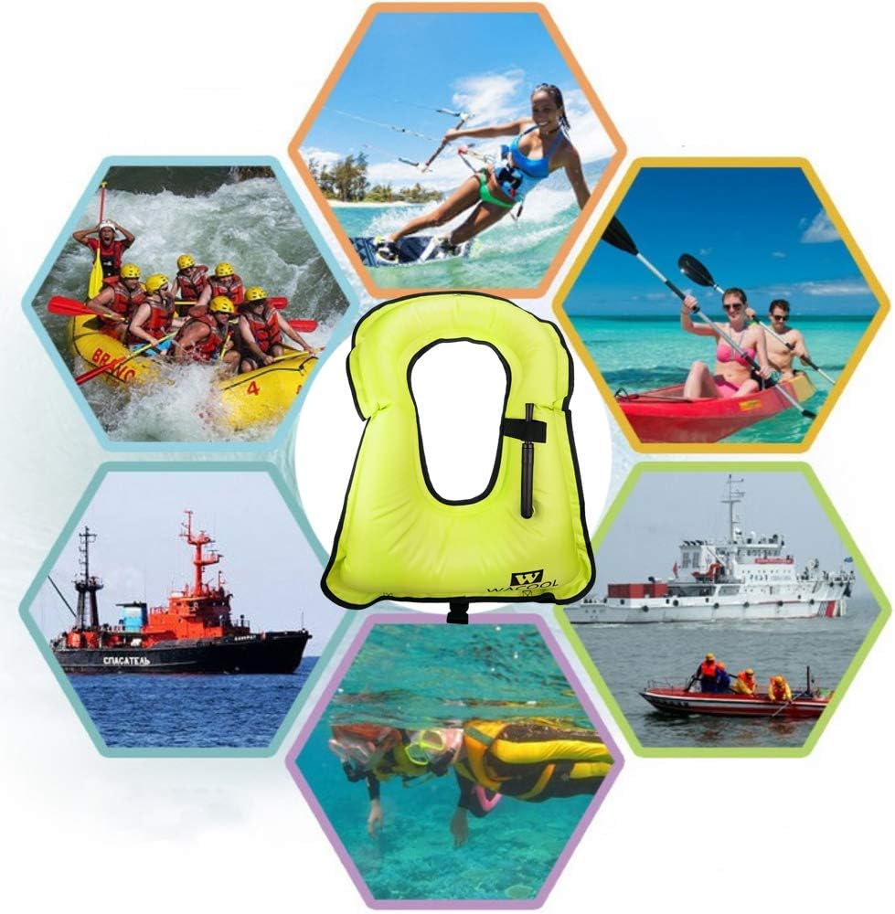 WACOOL Inflatable Snorkel Diving Swimming Scuba Vest Jacket for Adult Youth Kids (Adult, Neon Green): Home Improvement