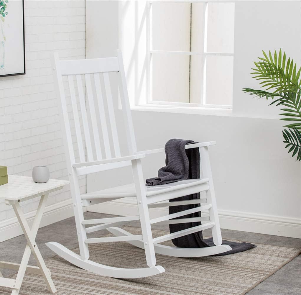 B&Z KD-25W Wooden Rocking Chair Heirloom Contoured Porch Rocker Indoor Outdoor (White) : Garden & Outdoor