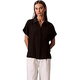 Calvin Klein Women's Satin Short Sleeve Top