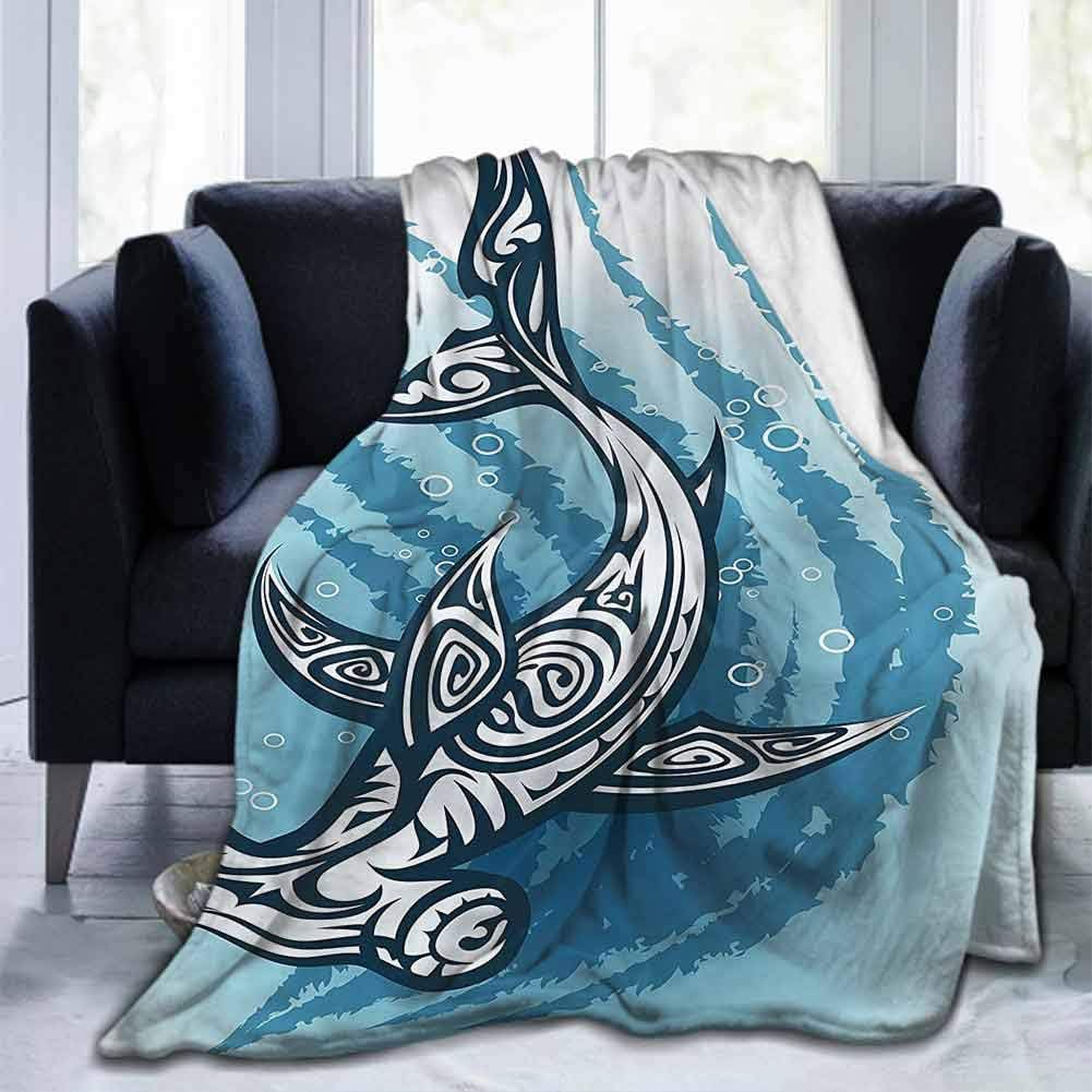 dsdsgog Flannel Soft Soft Warm Cozy Plush Shark,Hammerhead Fish Ornate,60"x70" for Kids Adults Baby Toddler Dog Cat