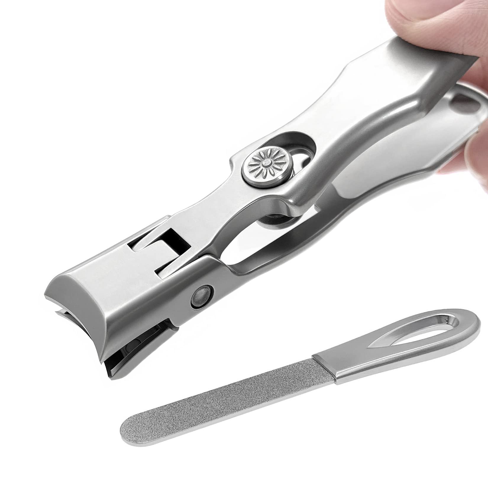 VOGARB Toenail Clippers for Thick Nails Extra Large Wide Jaw Opening Toe Nail Clippers Heavy Duty Fingernail Cutter No Splash for Men Women Adult Seniors (Silver with File)