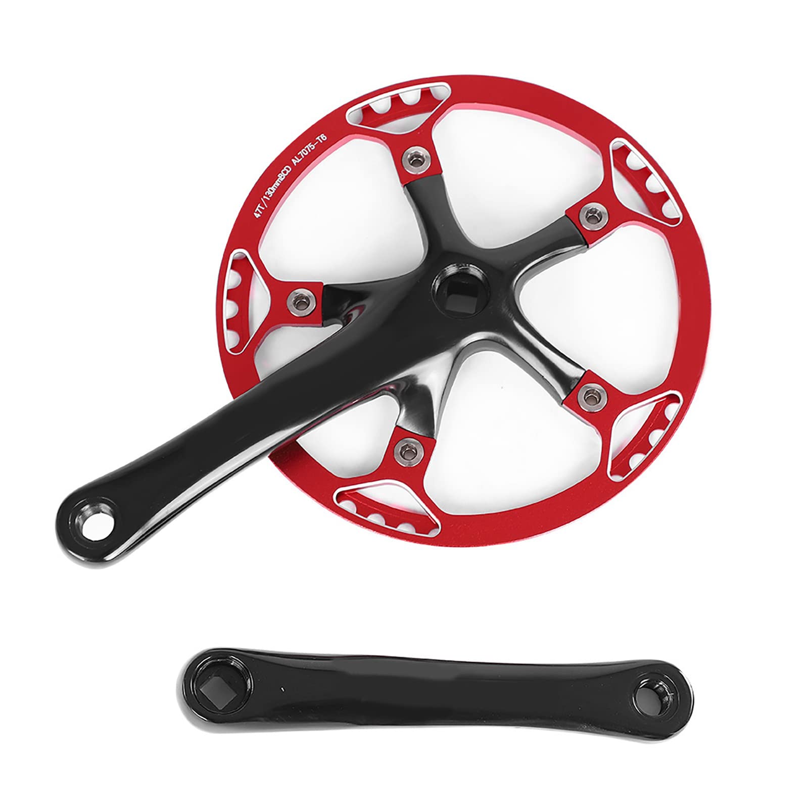 VGEBY1 Bicycle Crankset, 170mm Bike Crank Sprocket Aluminum Alloy Chainwheel Set with 2 Cranks for Folding Bike(black + red 47T)