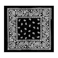 L&M 12Pcs Bandanas 100% Cotton Paisley Print Head Wrap Scarf Wristband (Black)