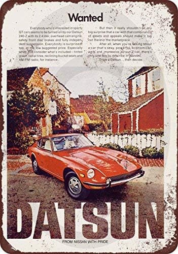 cwb2jcwb2jcwb2j Aluminum sign 8" x 12" 1972 Datsun 240-Z Vintage Look Reproduction Metal Sign