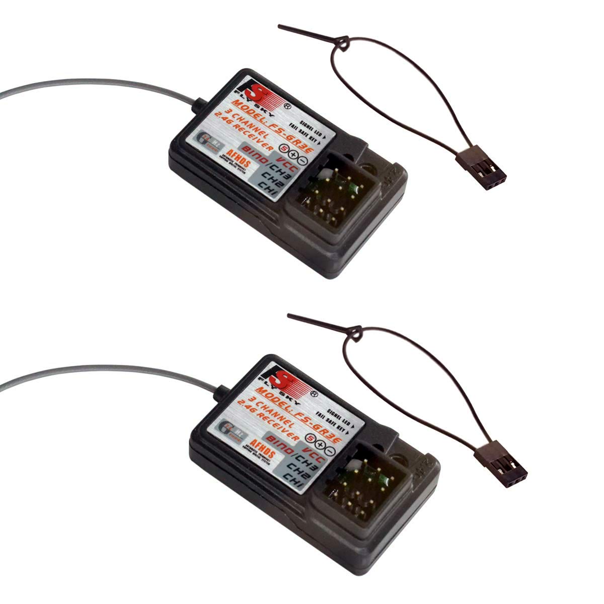2PCS Flysky FS-GR3E Receiver, 2.4G 3CH Receiver DC 5V for FS-GT2 FS-GT2B FS-GT3B FS-GT3C FZ-IT4S RC Car Boat Transmitter