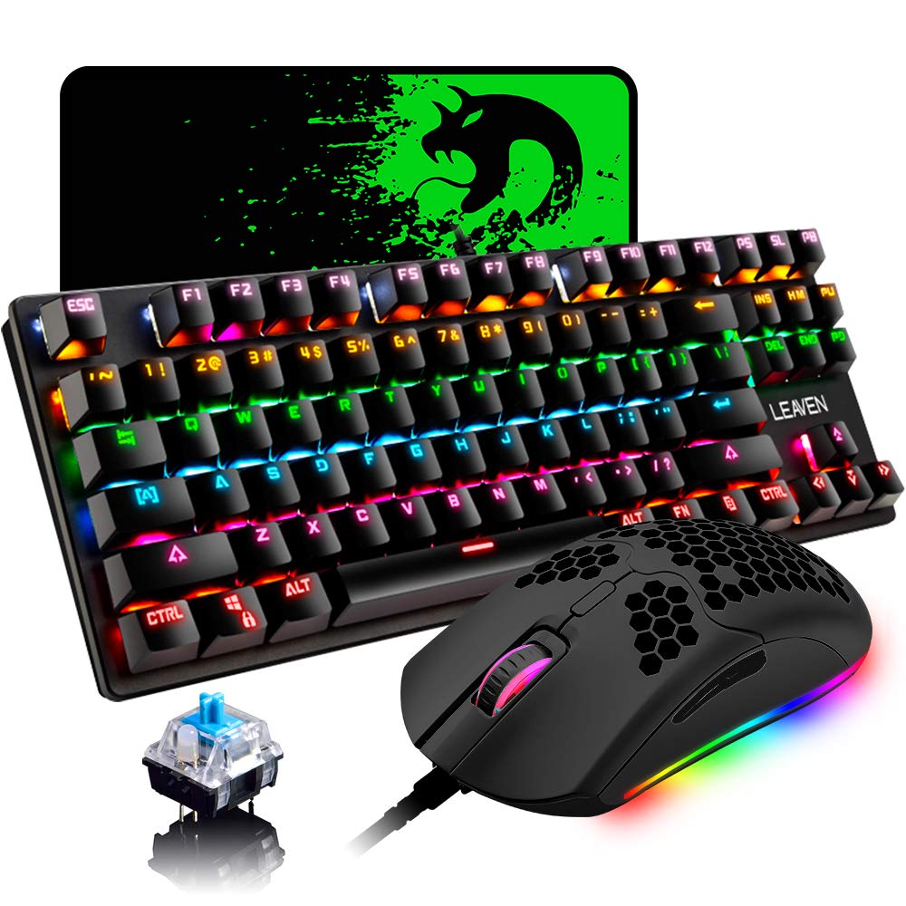 Mua Mechanical Gaming Keyboard and Mouse Combo,87 Keys Compact Rainbow ...