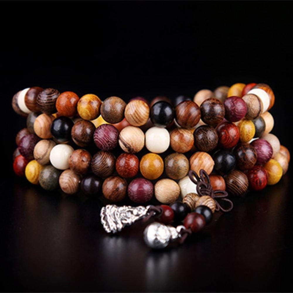 108pcs Variety of Sandalwood Tibetan Buddhist Prayer Beads Bracelets Buddha Mala Rosary Wooden Charm Bracelet Bangle Diy,8mm 108