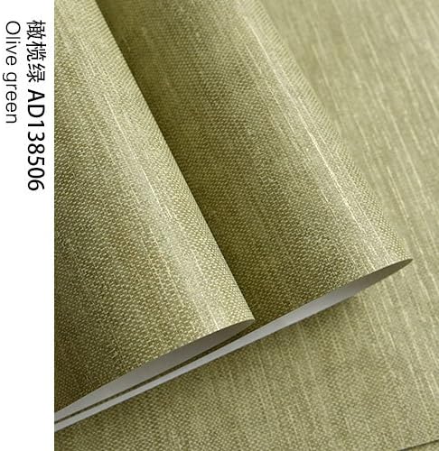 BABYQUEEN The Nordic Modern Minimalist Solid Color Straw Ma Ribbed Solid Non Woven Cloth Wallpaper Bedroom Living Room Tv Wall Paper Background Olive Green