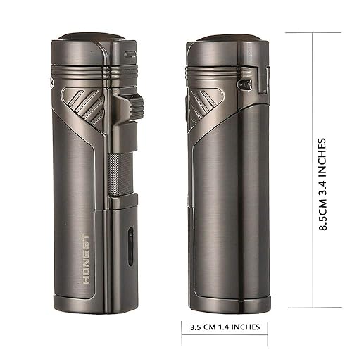 Promise by Honest Torch Lighter Quadruple 4 Jet Flame Refillable Butane Cigar  Lighter with Cigar Punch,Gift Box (Gunmetal) in Kenya