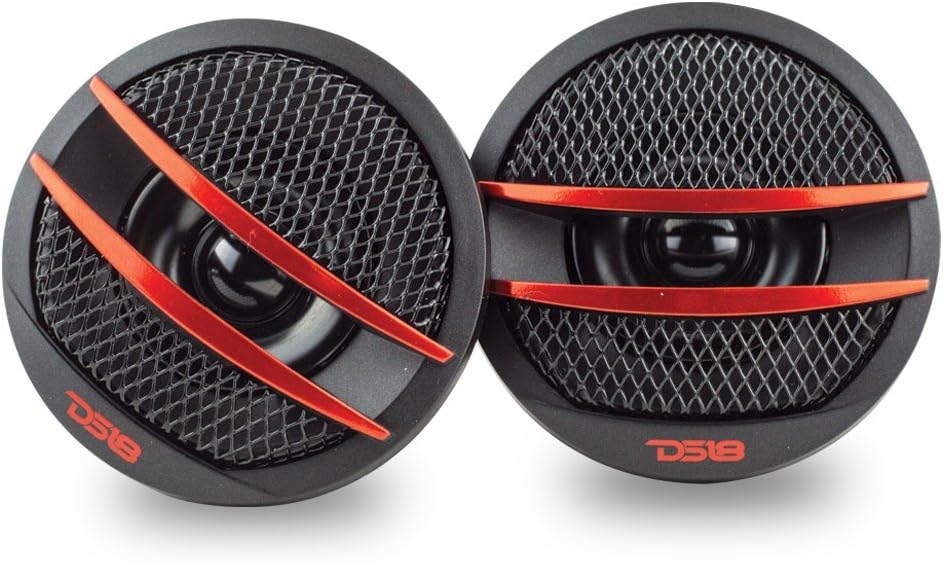 DS18 TX1R Tweeter X1 1.38-inch 200 Watts Max Pei Dome Ferrite Tweeters with Mounting Kit Angle, Flush, & Surface - Set of 2 (Black/Red) - Image 4