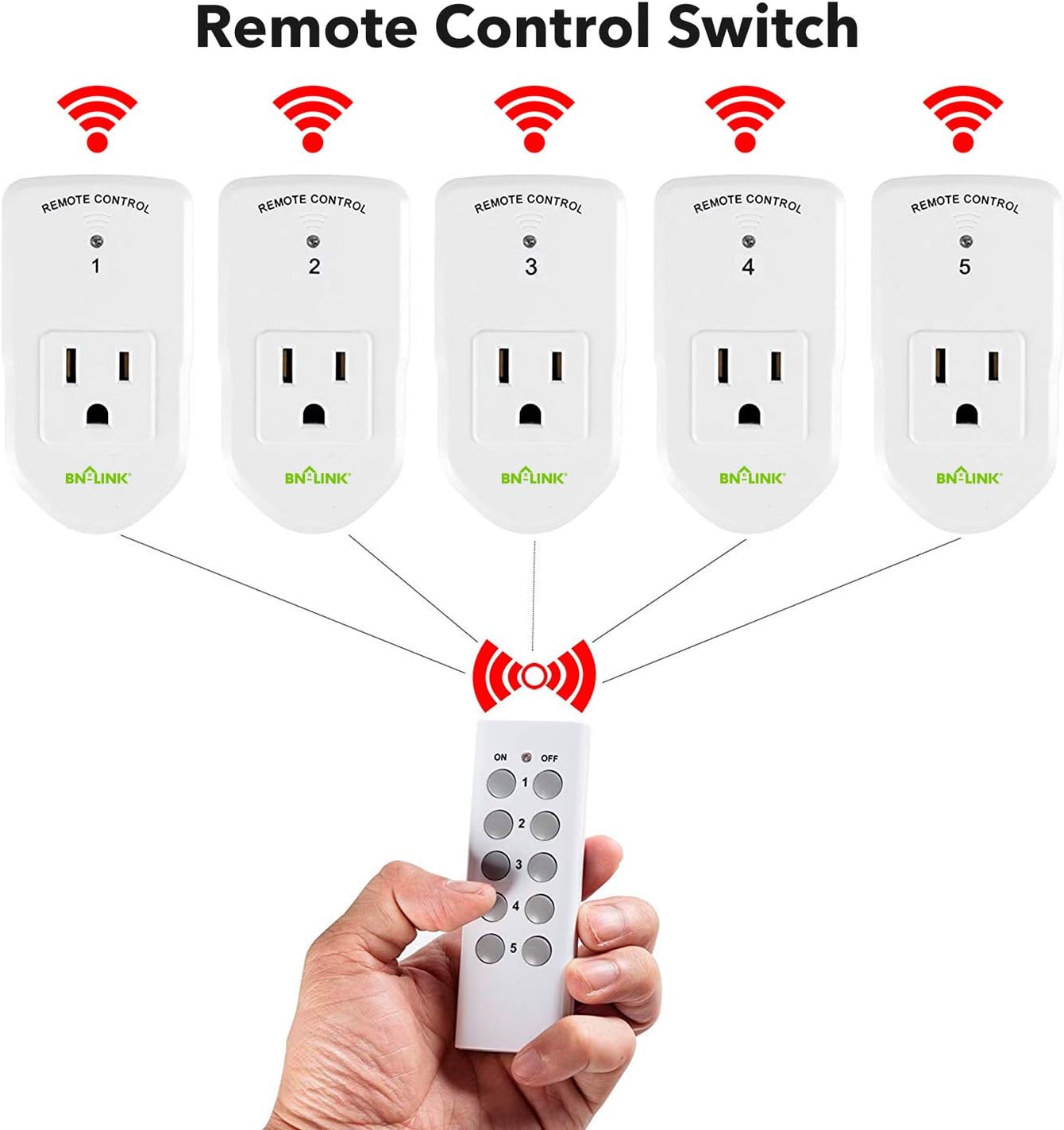 BN-LINK ES1513-5-2 Wireless Remote Control Outlet with Extra Long Range (5 Pack) - - 