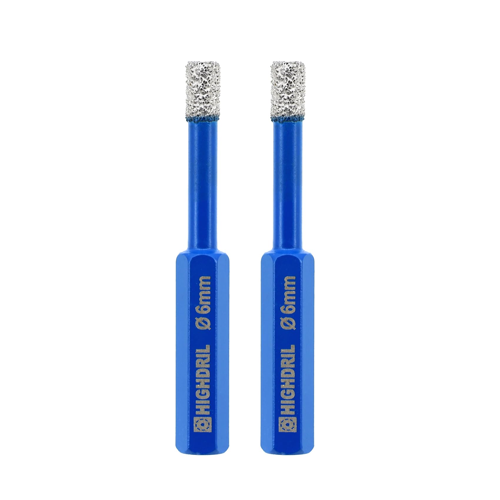 HIGHDRIL Diamond Tile Drill Bit - 2pcs 6mm Diamond Hole Saw for Porcelain Ceramic Granite Marble with Hex Shank Fixed on Electric Drill
