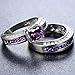 Women 2 PCS 925 Sterling Silver Plated Princess Cut Purple Amethyst Diamond CZ Engagement Wedding Ring Set
