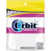 ORBIT Bubblemint Sugar Free Chewing Gum, Value Bulk Pack, 180 Piece Bag | Bubblemint sugar free gum in a resealable bag, refresh breath after meals, desk drawers, travel and on the go, mint gum