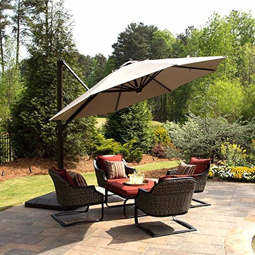 Amazon.com : Seasons Sentry 11' LED Solar Round Offset Umbrella with Sunbrella Fabric : Garden