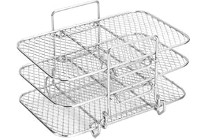3 Layers Stainless Steel Stand Accessories, Square Air Fryer Grill Rack for Air Fryer Crisp Lid