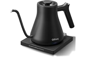 Electric Kettle Gooseneck Offacy, Fast Pour-Over Coffee & Tea, Rapid Boiling, Premium 304 Stainless Steel, Matte Black Finish