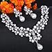 EVER FAITH Flower White Simulated Pearl Wedding Jewelry Set Clear Austrian Crystal - Silver-Tone