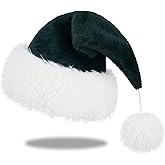 Slsxip Personalized Santa Hat for Adults, Super Soft Plush Holiday Christmas Hat, Xmas New Year Party Headwear