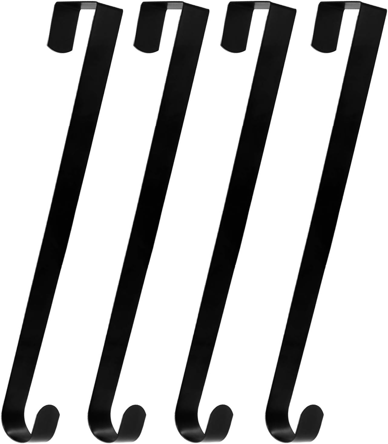 Wreath Hangers - ESFUN 4 Pack Solid Wreath Hanger for Front Door Window Wreath Hooks Holder Over The Door Metal Hook Hangers (Black, 12 inch)