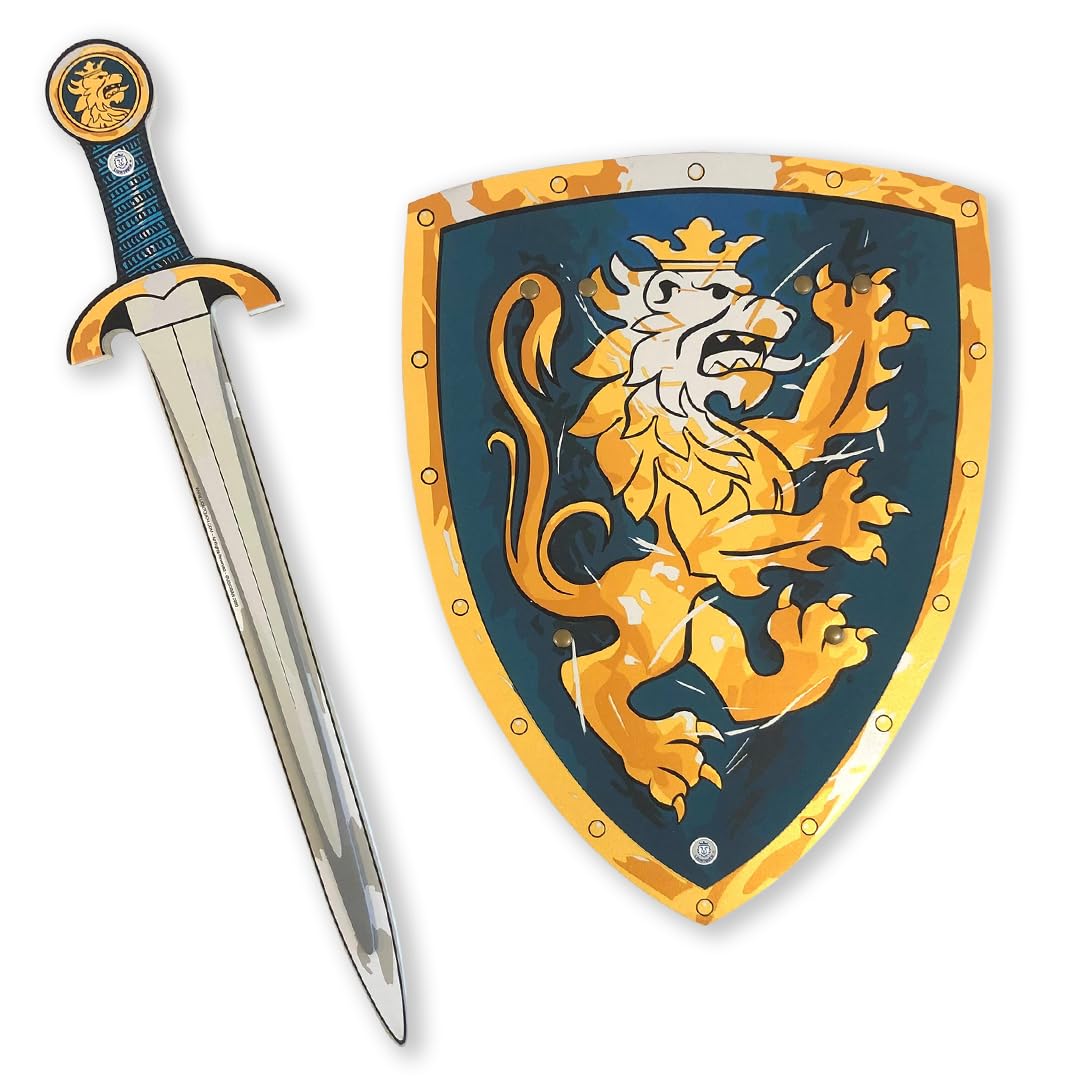 Liontouch - Noble Knight Toy Sword & Shield For Boys, Blue - Age 3-8 years | Medieval Set in Durable & Safe Foam | Weapons & Battle Accessories For Pretend Play, Dress Up & Knight Costumes For Kids