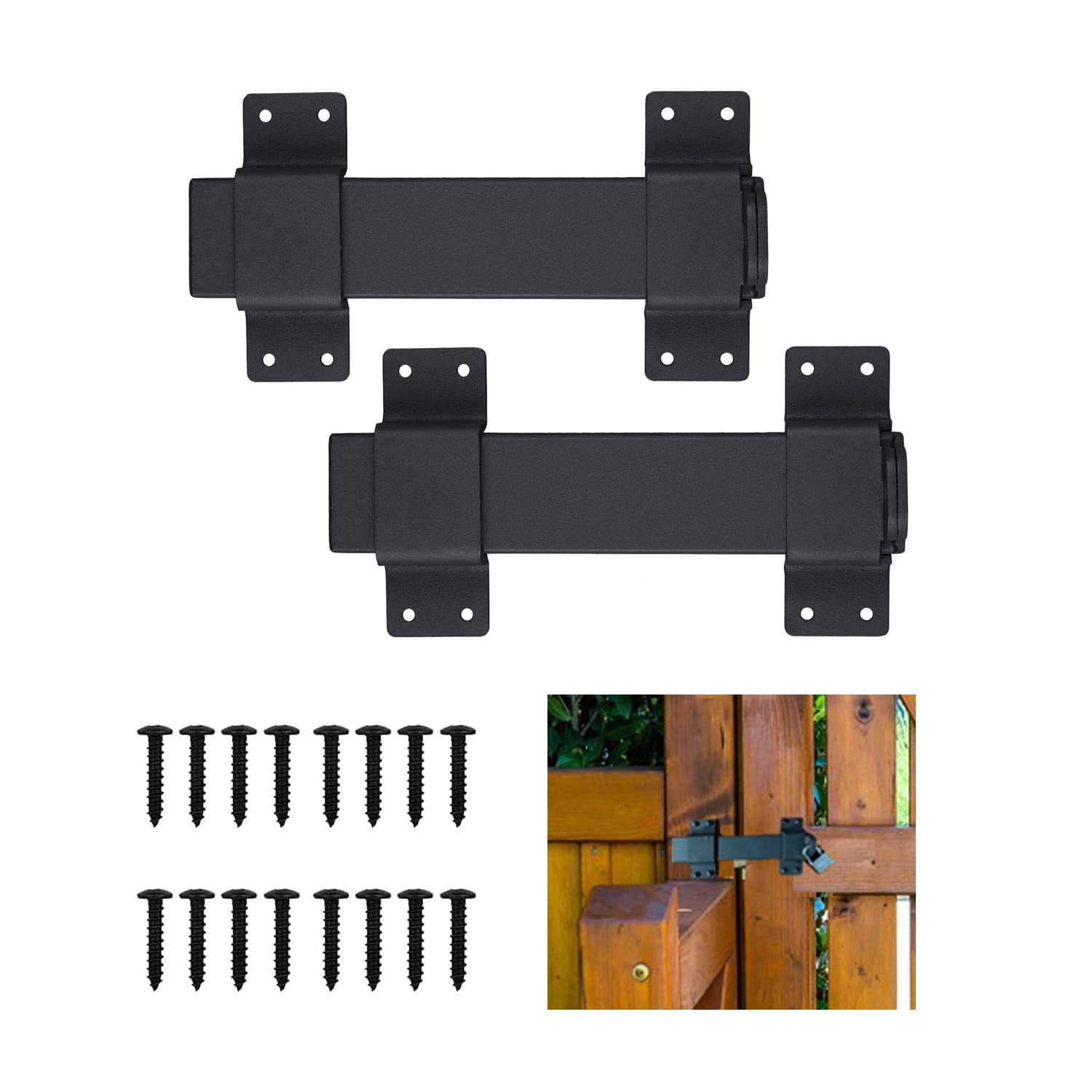 VANROUG 2PCS Security Door Lock Bracket Slide Gate Latch,Heavy Duty Latch Lock with Padlock Hole for Wooden Fences Barn Doors, Interior and Outdoor Door Latch,etc