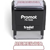 Promot Received Self Inking Rubber Stamp - Refillable Received Stamper - Business, Bookkeeping, Ordering, Accounting, Work, Office Stamps - Red Ink