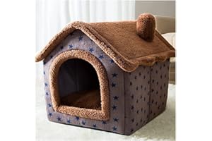 Linghe Cat Houses for Indoor Cats, Covered Foldable Cat Cave Bed & Hideaway Cube, Warm Cave Sleeping Nest Bed for Cats and Do