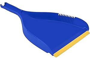 Superio Clip-On Dustpan - Heavy Duty Blue Plastic, Easy Grip Clip On Dust Pan with Rubber Edge, Detailed Sweeping Debris, Fits Standard Brooms Home & Commercial Dusting & Cleaning Tool (1)