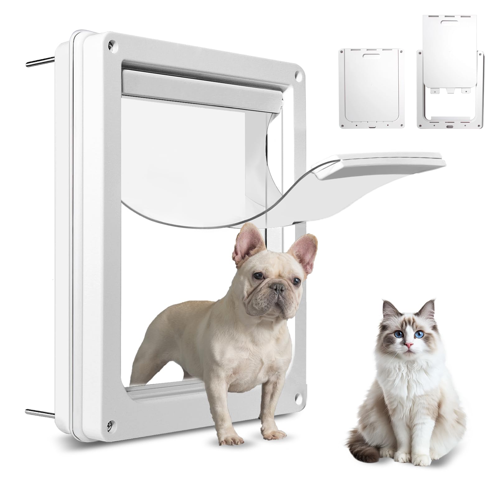 Photo 1 of Never Rust Plastic Dog Door with Soft Clear Magnetic Flap and Snap-in Closing Panel, 12x14'' 2-Way Locking Pet Door for Doors and Walls up to 2.17'' Thick, Weatherproof Cat Door, Easy to Install (S)