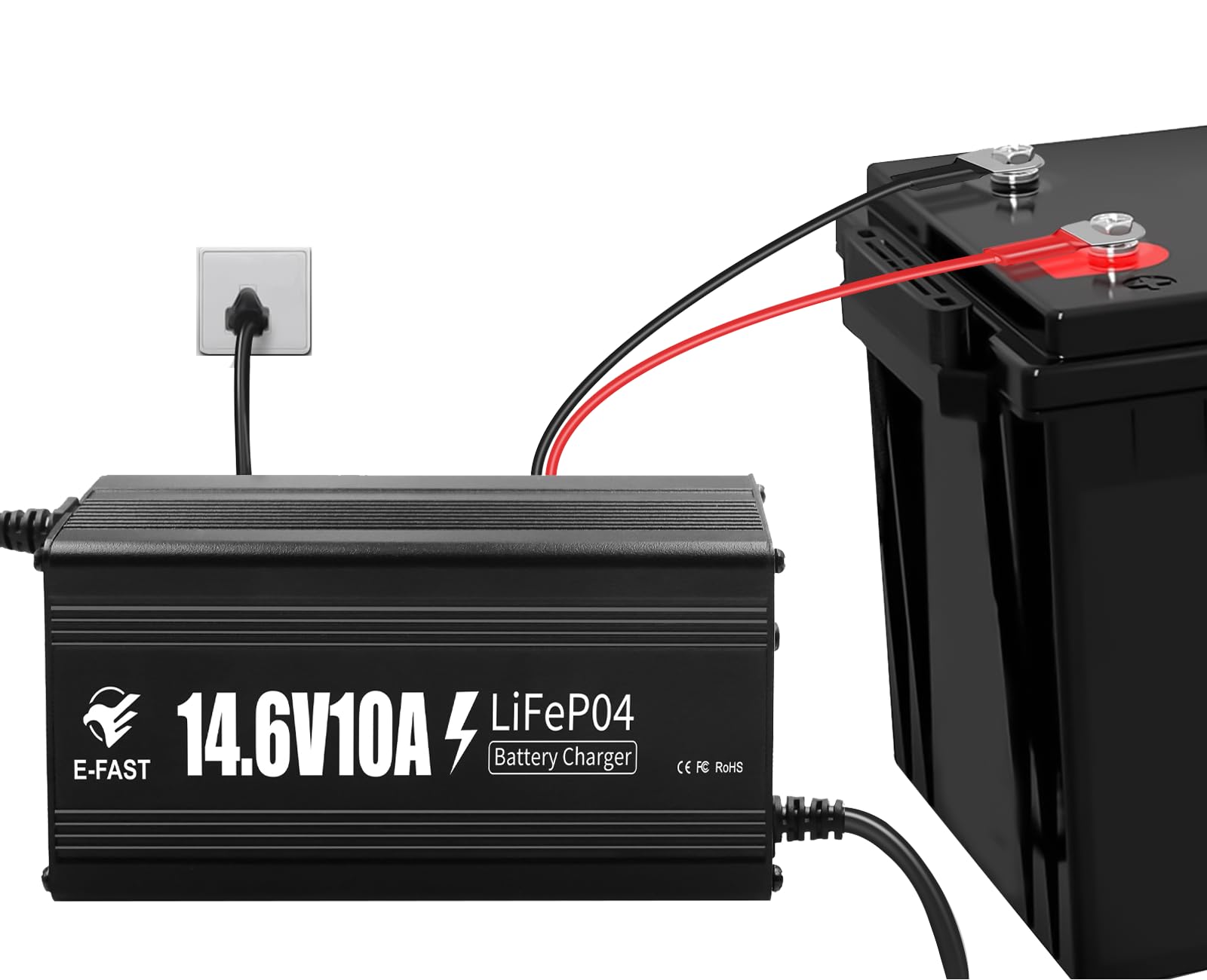 Photo 1 of 12V 10A Lithium Battery Charger 14.6V LiFePO4 Battery Charger with 0V Activation, AC-DC Smart Charger with Anderson Connector LED Indicator for LFP Deep Cycle Rechargeable Batteries of Boat, RV, Solar