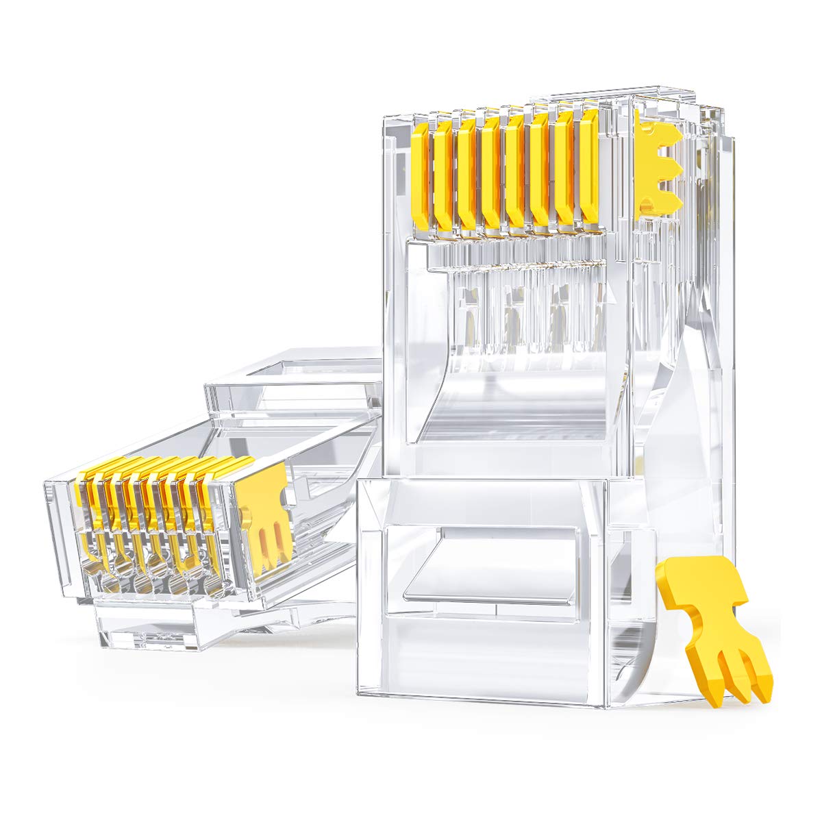 AMPCOM CAT6 RJ45 Plugs Connector, CAT5/5E RJ45 Modular Plug 8P8C UTP 50μ Gold-Plated - 100 Pack