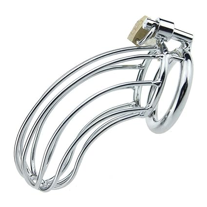 Keuschheitskäfig PenisKäfig mit Hodenring Metall Männer Cock Käfig Chastity Device Male Edelstahl Keuschheitsgürtel, inkl. Sc