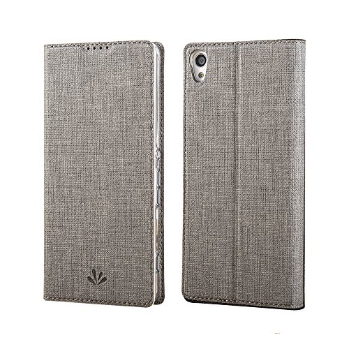 Sony Xperia XA Ultra case, Feitenn Premium Flip Leather PU wallet Case with Stand Kickstand Card Holder Magnetic Closure Slim Clear TPU Back cover for Sony Xperia XA Ultra case 6 inch(Gray)