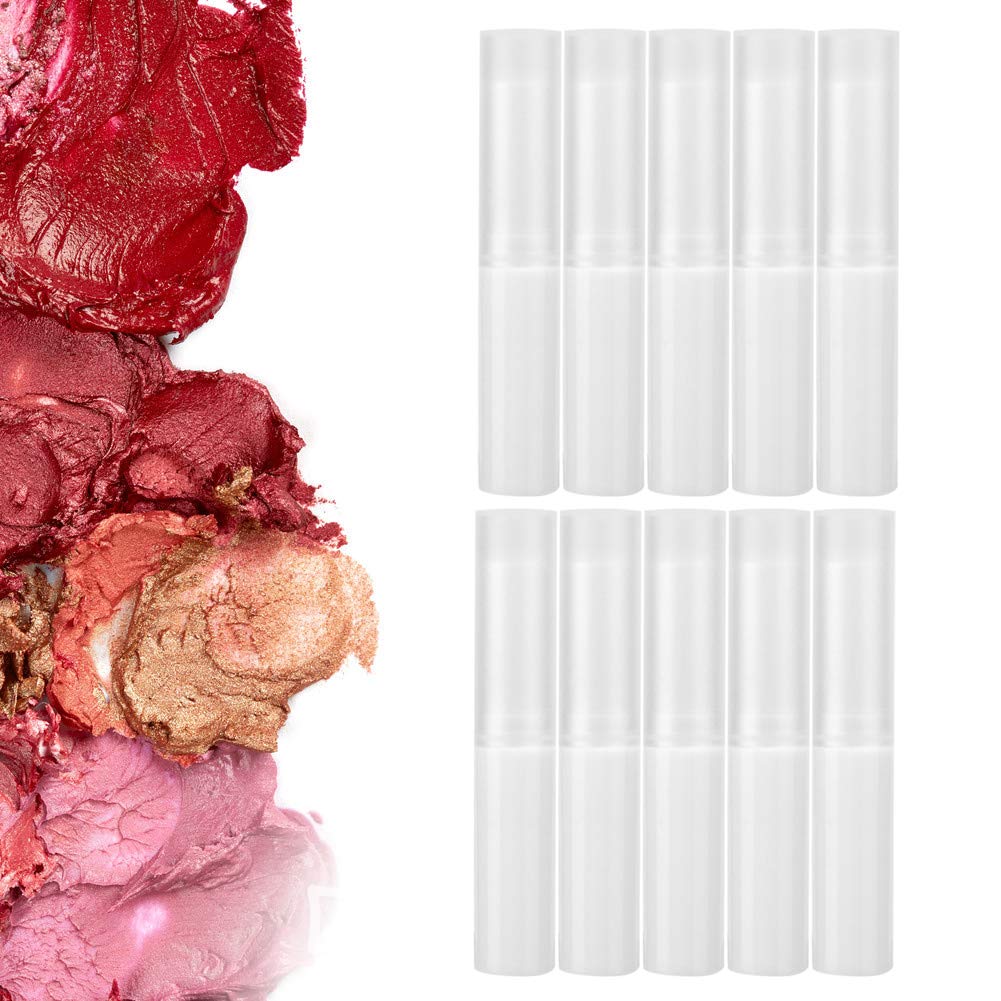 10pcs Lip Balm Tubes with Lids,Plastic Empty Lip Balm Tube Lip Gloss Refillable Container DIY Lipstick Making Accessory(White)