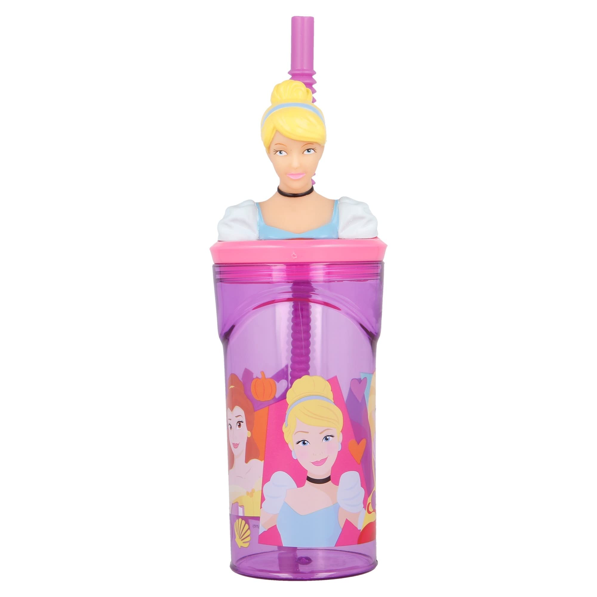 Reusable Stor Disney Princess 3D Figurine Re-usable Tumbler for Kids, Fun Hydration with Attractive Lid, Re-usable Straw, BPA-Free Material, Durable Construction, 360 ml