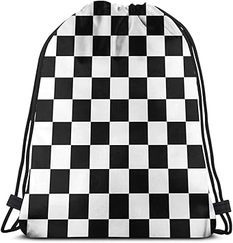 black and white checkered backpack