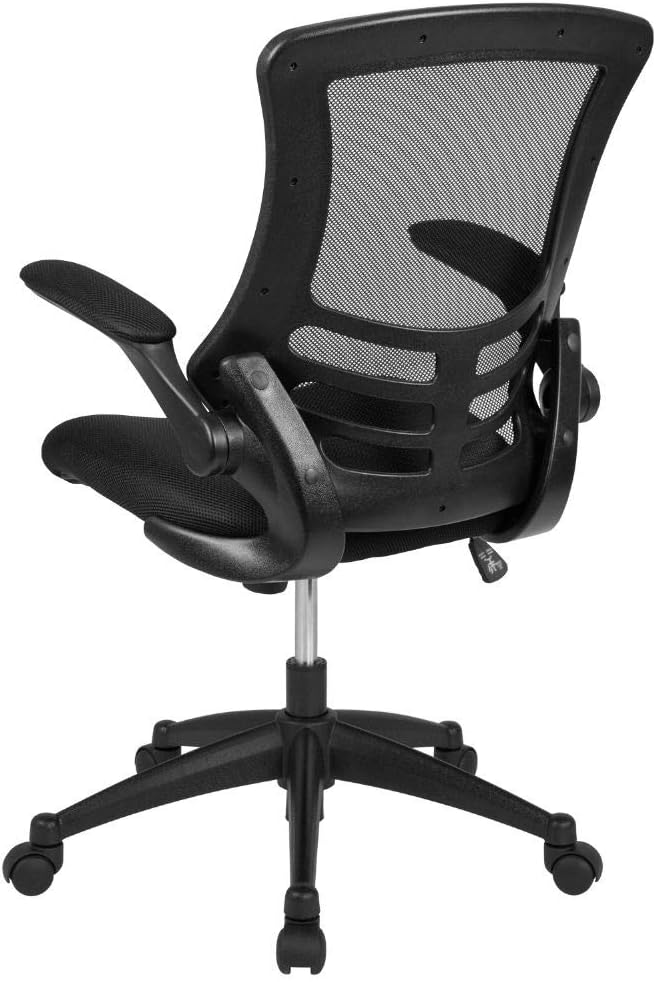 Flash Furniture Mid-Back Black Mesh Swivel Ergonomic Task Office Chair with Flip-Up Arms: Kitchen & Dining