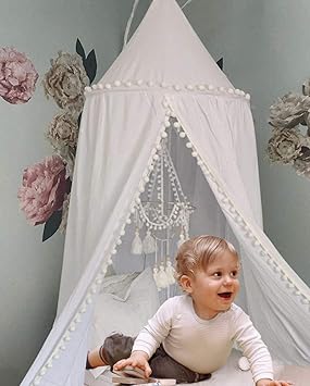 Auvent De Lit Pour Enfants Moustiquaire Dome En Coton Pour Bebe Enfants En Interieur Et En Plein Air Pour La Lecture La Decoration De Chambre Blanc Amazon Ca Bebe Et Puericulture