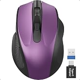 Purple Wireless Mouse for Laptop, Quiet Cordless Computer Mice for Office | 2.4GHz, USB-A Port &amp;USB-C Adapter, 6 Buttons, 3 Level DPI, for S to M Size Hands, Silent Mouse for PC, Desktop, Macbook, MAC