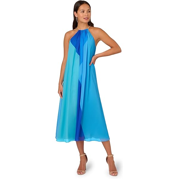 white christmas dresses Color Block Lace & Chiffon Appliquéd Mother of the Bride Dress with Cap  Sleeves main image 1