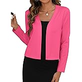 Zeagoo Women's Lightweight Summer Cardigan Cropped Long Sleeve Shrug Thin Open Front Sheer Bolero for Dresses