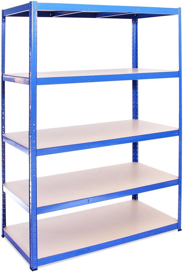 Garage Shelving Units: 180cm x 120cm x 60cm | Heavy Duty Racking Shelves for Storage - 1 Bay, Blue 5 Tier (175KG Per Shelf), 875KG Capacity | For Workshop, Shed, Office | 5 Year Warranty - Image 5
