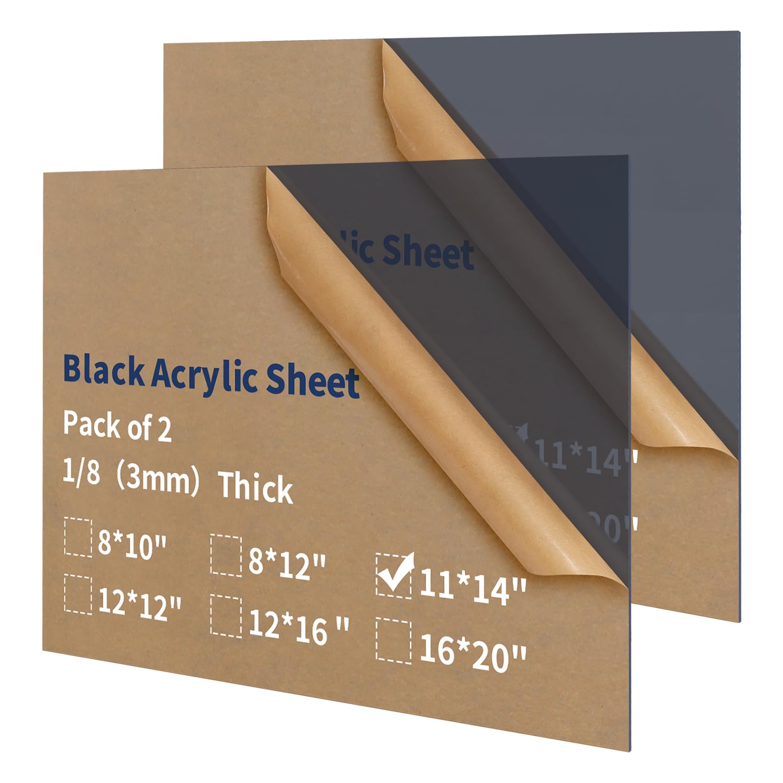 Photo 1 of 1pc   Gdhwxcl 1/8 Thick 11 x 14 inch Acrylic Sheets  Plexiglass Sheets for Creative DIY Projects Laser Cutting Engraving UV Printed Signs Crafts Badges - Black Translucent