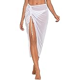 Lecieldusoir Women's Long Sarong Cover Ups Semi-Sheer Bikini Wraps Lightweight Beach Wrap Skirts with Adjustable Drawstring