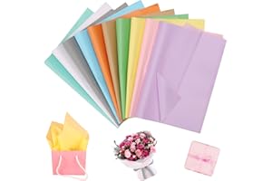 Lot de 100 feuilles de papier de soie coloré - 35,6 x 50,8 cm - Pour décoration de mariage, emballage cadeau (10 couleurs)
