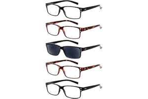 Norperwis Reading Glasses 5 Pack Quality Readers Spring Hinge Glasses for Reading for Men and Women